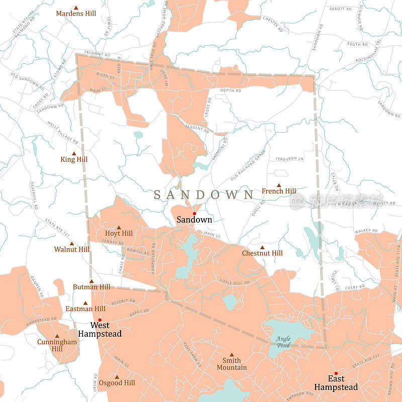 NH Rockingham Sandown矢量路线图